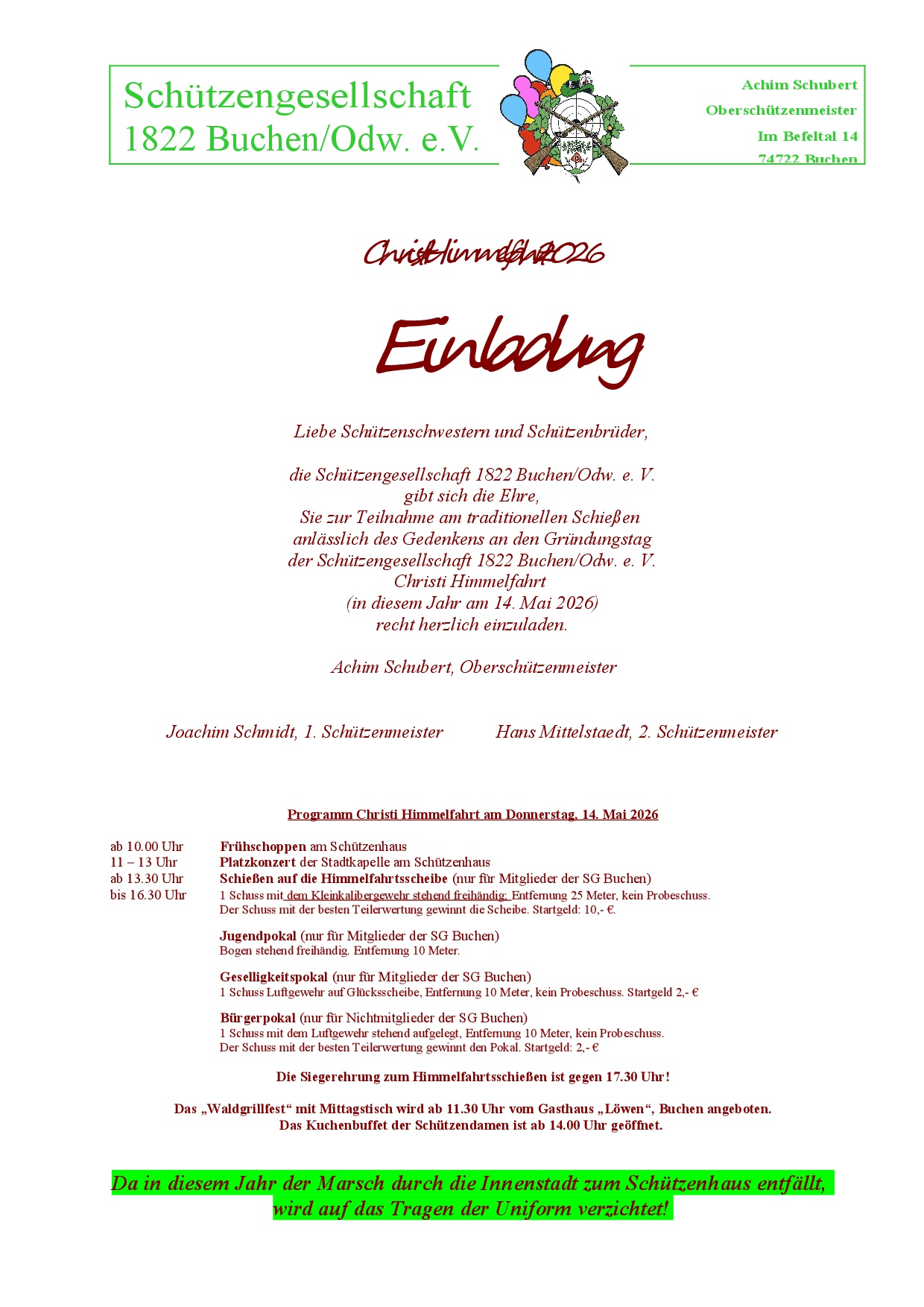 Einladung Himmelfahrt 2026